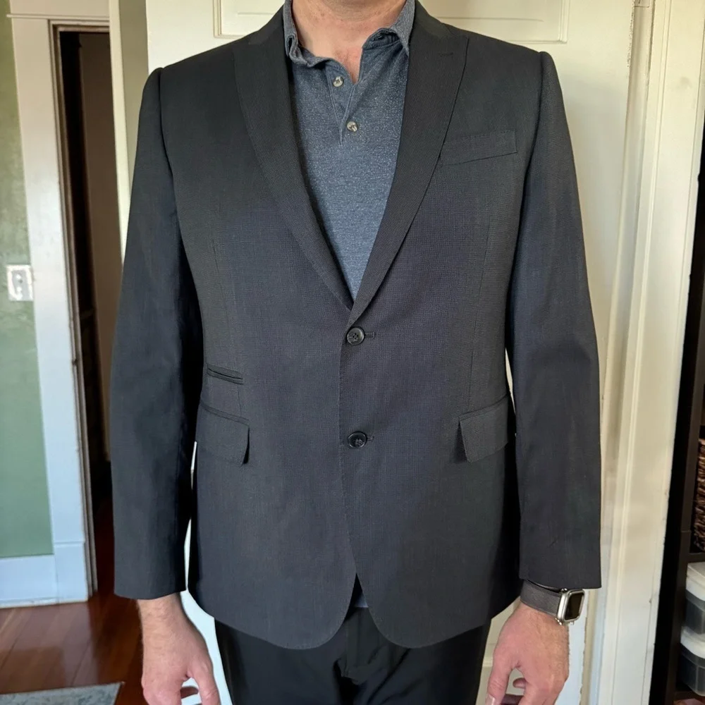 J. Ferrar Black Slim Fit Suit Jacket Blazer – 44R